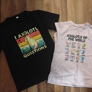 Axolotl Graphic Kids T-Shirts - Black and Light Pink